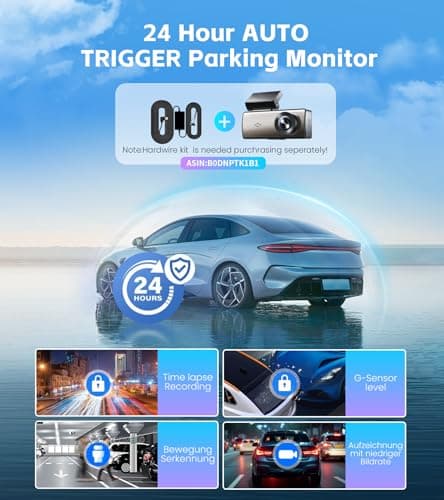 4K+2K Dash Cam Front and Rear,Dash Camera for Cars,Built-in 64G Card,5G WiFi APP Control,HDR Night Vision,24H Parking Mode,Loop Recording,Support 512GB Max(4k+2k) 8