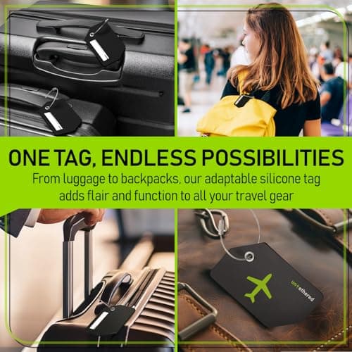 Untethered 4-Pack Luggage Tag Set | Durable Luggage Tags for Suitcases & Travel Bags | Bag Tag & Name ID Identifiers | Suitcase Tags for Easy Luggage Identification 7