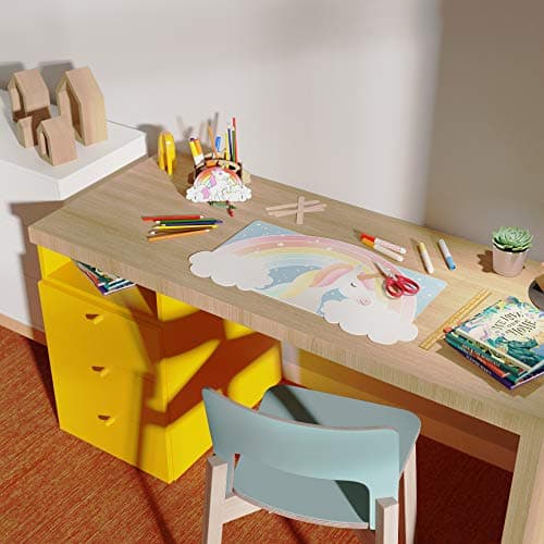 Uncommon Desks Kid's Desk Mat - for Schoolwork Arts & Crafts - Fun Computer & Mouse Pad Blotter - Washable Table Cover - Student School Organizer - Cute Office, Home, School Supplies - Unicorn Design 6