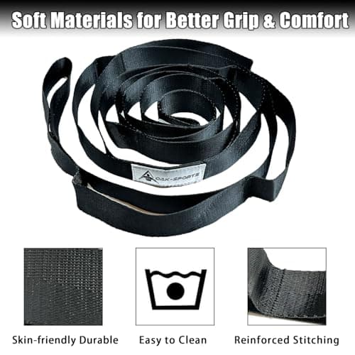 Oak-Sports Stretching Strap Yoga Strap for Physical Therapy with 10 Loops, Yoga Straps for Stretching, Upgraded Non-Elastic Stretch Band for Pilates, Dance and Gymnastics with Workout Guide (Black) 5