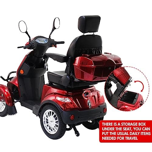 Mobility Scooter，Heavy-Duty 4 Wheel Mobility Scooters for Seniors Adults Electric Mobility Scooter，4 Wheel Scooter，Powered Mobility Scooters，All Terrain Mobility Scooter (XL4L-RED) 7