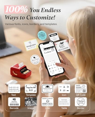 NIIMBOT B21 Label Printer,Bluetooth Thermal Label Maker,Ideal for Home Organization,Business,Ofice,50x30mm Labels,230Pcs(Red) 6