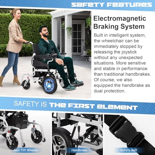 Electric Wheelchairs for Adults,16" Big Front Wheel All Terrain Wheelchairs,Lightweight Folding Motorized Wheelchairs for Seniors,Portable Intelligent Power Wheelchair for Indoor/Outdoor Mobility 9