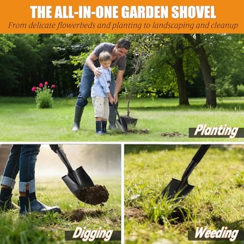 Garden Shovels for Digging, 31 Inch Small Shovel, Heavy Duty Metal Digging Shovel with D-Handle Grip, Short Kids Shovels for Digging, Mini Spade Shovel for Gardening, Camping, Beach, Car, Snow Removal 6