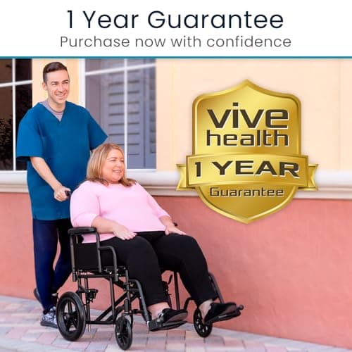 Vive Mobility Bariatric Transport Wheelchair for Adults - Supports 450lbs - Foldable, Heavy Duty Travel Wheel Chair - Portable, Transfer Aid with Swing Away Footrests & 22 Inch Wide Seat 9
