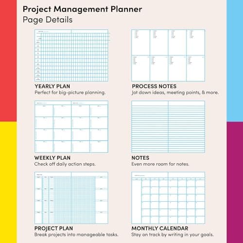 POKETO – Hardcover Project Planner - 11.9" x 8.4" - Undated - Weekly, Monthly & Yearly Notebook - Daily Planner - Note Taking - Eco-Friendly Journal - Home, School & Office Supplies - Clay 5