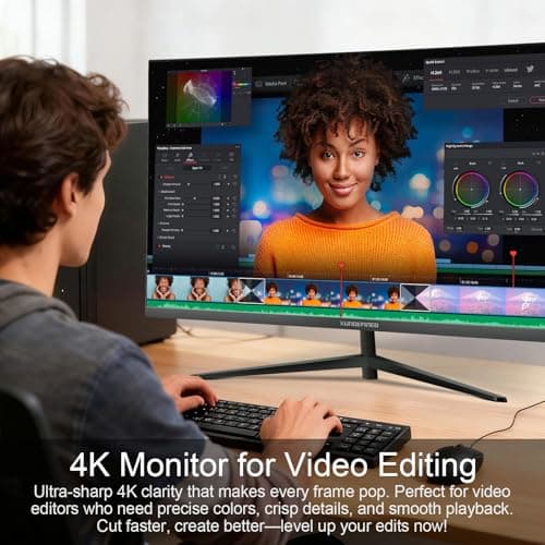 32 Inch 4K UHD Monitor, 3840 x 2160 Fast IPS Computer Monitor, 3000:1 Contrast, sRGB 120%, Blue Light Filter, Free-Sync, Zero Frame Screen With HDMI, DisplayPort for Home and Office, VESA(100x100mm) 6