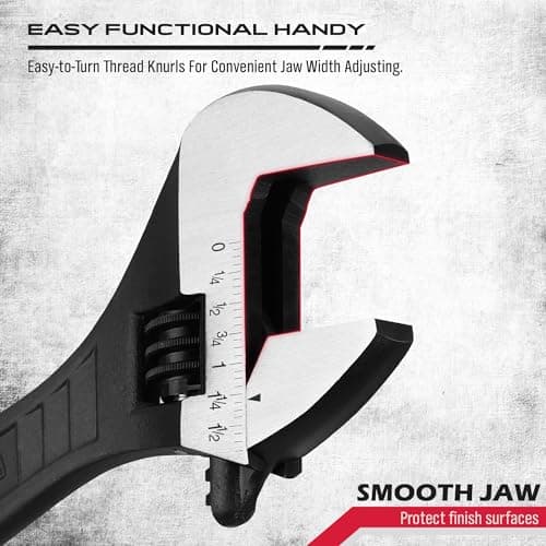 SEDY 6-Inch Adjustable Wrench, Black Oxide Finish Wide Jaw Spanner with Inch/Metric Scale, Premium Drop Forged Steel for Automotive Plumbing and Household Repairs 5