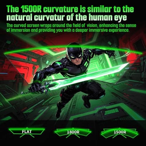 SANSUI 27 Inch Curved Gaming Monitor 240Hz, 2K WQHD 1500R Curved Computer Monitor, 120% sRGB, MPRT 1ms, Freesync, HDR, HDMI*2, DP1.4 * 2,VESA(100 * 100mm) 5