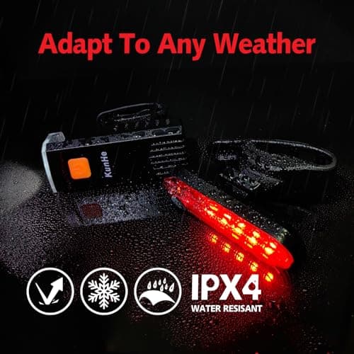 KunHe 4 Pack USB-C Rechargeable Bike Lights Head Lights for Night Riding Men Women & Kids 3 Lights Modes Used as a Safety Indicator Light for Skateboards Strollers and Wheelchairs 5