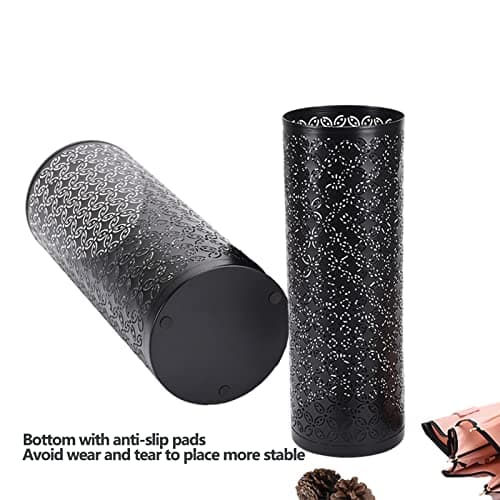 Gloserin Metal Round Umbrella Stand Rack,Free Standing Umbrella Holder Bin, Canes Walking Sticks Holder for Entryway, Home, Office (Round) 6