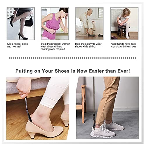 Extendable Shoe Horn, Lifter 16" to 31", Shoe Helper, Travel Shoe Horn Long Handle for Seniors, Metal Shoe Horn for Men, Kids or Adults, Extends & Collapses Stainless Steel Telescopic Spring Shoehorn 7