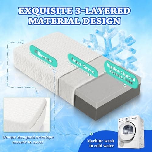 HARBOREST Ice Cube Cooling Pillow for Side Sleepers Memory Foam Side Sleeper Pillow Support Head & Neck for Pain Relief，12"x24"x5" 6