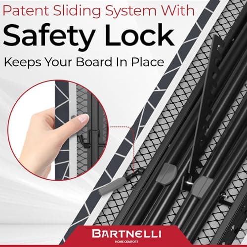 Bartnelli Ironing Board | Ultimate Iron Board Experience with Convenient Iron/Steam Rest | 13x43 Ironing Surface | Reinforced Steel Legs, Adjustable Height, 4-Layer Padding, Patent Folding System 7