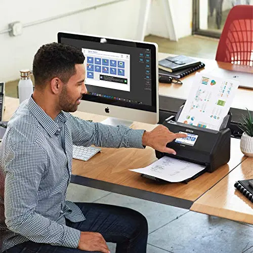 Epson Workforce ES-580W Wireless Color Duplex Tax Receipt & Desktop Document Scanner for PC and Mac with 100-sheet Auto Feeder (ADF), Intuitive 4.3' Touchscreen 11