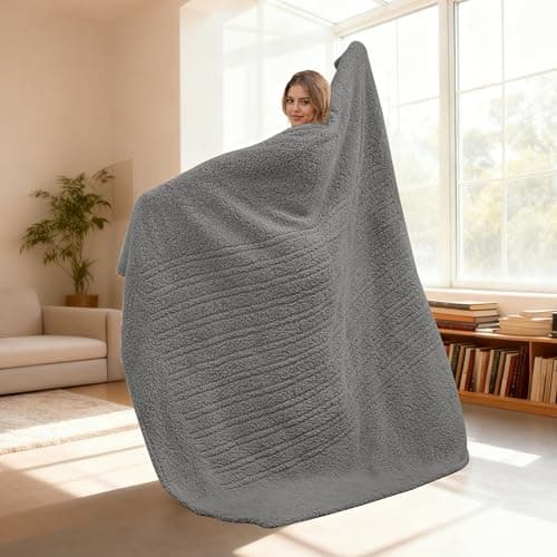 Eydna Electric Heated Blanket Full Size 72"×84" with 9 Heating Levels & 1-10Hs Auto Off，Double Sided Plush Sherpa, Energy Efficient, Machine Washable, for Couch & Bed, Light Gray 7