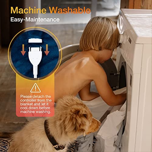 WOOMER Heated Blanket, King Size 90"x 100" Soft Flannel Fast Heating Blanket with Multi-Color Option, 10 Heating Levels & 0.5-12H Auto Off, Over-Heat Protection 6