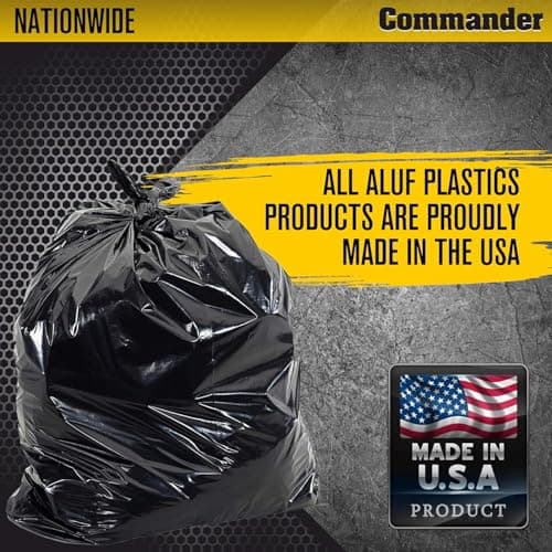 Commander 55 Gallon 3 MIL (eq) Heavy Duty Contractor Bags with Flap Ties - 36" x 56" with flaps - Pack of 10 - For Contractor, Industrial, & Outdoor 6