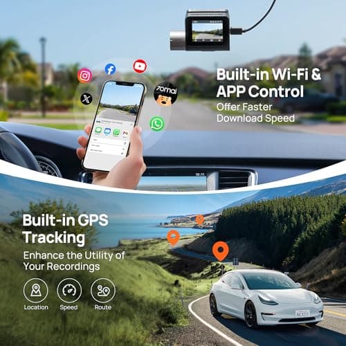 70mai Dash Cam Front and Rear A510,1944P+1080P with STARVIS 2 IMX675 and 64GB Card, Dash Camera for Cars, 4G LTE Support, ADAS, Built-in GPS WiFi, APP Control, HDR, 24H Parking Mode, Loop Recording 9