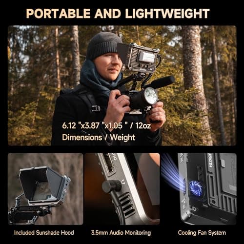 VILTROX DC-X3 2000 Nits SDI Camera Field Monitor, 4K HDMI 6 inch Touchscreen On Camera Monitor, 3D Lut 1920X1080 HD Focus Peaking Assist Full Waveform Video Field Monitor with Battery Sunshade Hood 7