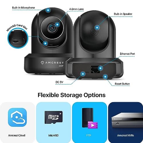 Amcrest 4MP ProHD Indoor WiFi, Security IP Camera with Pan/Tilt, Two-Way Audio, Night Vision, Remote Viewing, 4-Megapixel @30FPS, Wide 90° FOV, IP4M-1041B (Black) 7