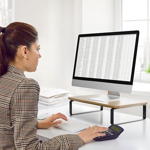 Beautiful Wooden Monitor Stand for Desk - Sturdy Stand Rises Your Monitor to the Perfect Ergonomic Level - Sleek and Functional Computer/Laptop Rack Design Elevates Any Workspace & Maximizes Space 5