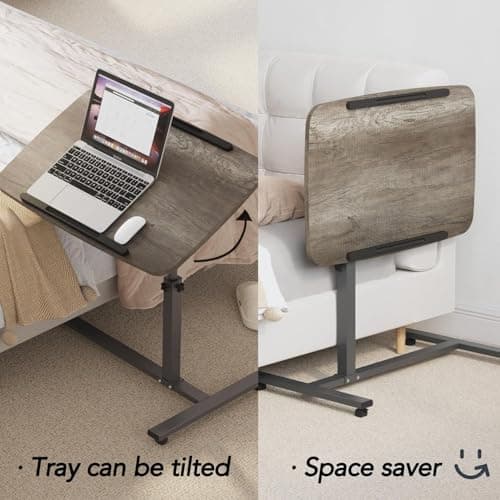 LINGMI Laptop Table Mobile Adjustable Height Portable Desk Notebook Swivel PC Computer Rolling Desk with Wheels, Laptop Stand for Couch Bedside Hospital Bed Table 6