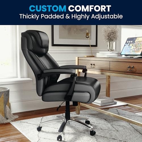 Flash Furniture Hercules Series High-Back Swivel LeatherSoft Office Chair, Ergonomic Executive Chair with Headrest and Adjustable Height, Black 8