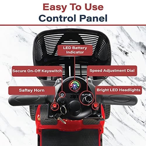 Zipr Roo 4 Wheel Mobility Scooter - 29 lbs Heaviest Piece - Powered Wheelchair - Compact Heavy Duty Mobile for Travel, Seniors, Adults, Handicapped - Long Range Battery with Charger Basket Included 6