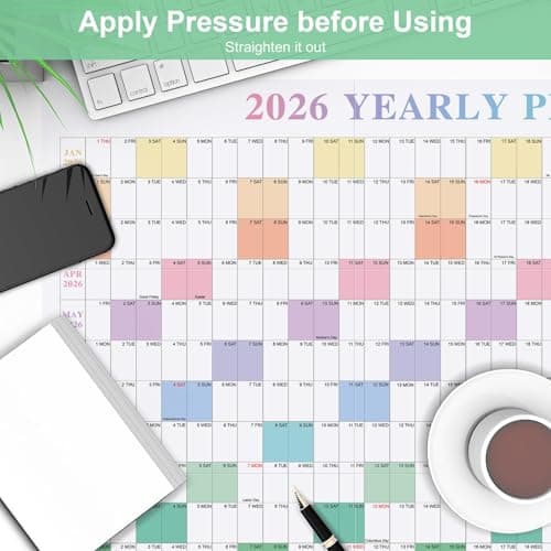 24" x 36" Exellewis 2026 Wall Calendar, Folded Large Paper Yearly Planner 12 Months, January to December 2026, 2-Sided Reversible Horizontal/Vertical School Office Business Year Calendar 7
