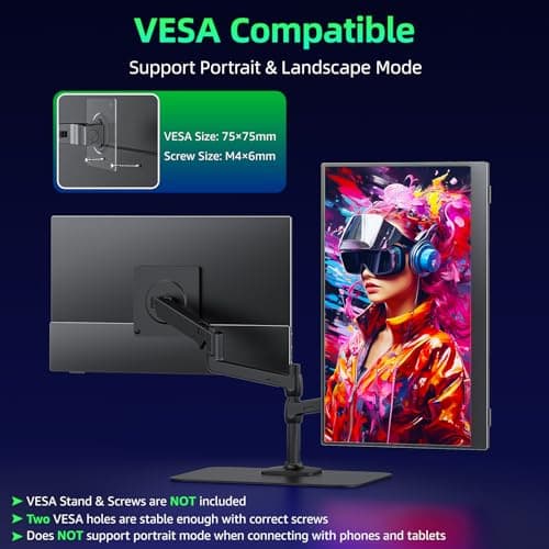 kksmart Portable Monitor 15.6 inch 1080P FHD 86% sRGB 60Hz, Travel Monitor for Laptop MacBook Surface PC Xbox PS5, HDMI USB-C VESA Compatible Built-in Speaker 5