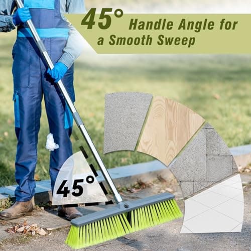 PHYEX 18" Push Broom with 47" Long Handle, Multi-Surface Floor Scrub Brush for Cleaning Deck, Patio, Garage, Driveway 5