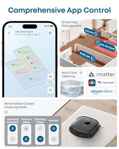 eufy Robot Vacuum E25, 20,000 Pa Turbo Suction,Roller Mop with HydroJet System, All-in-One Robot Vacuum and Mop Combo, Edge-to-Corner Cleaning, Zero-Tangle Design, AI Obstacle Avoidance (Upgraded) 7