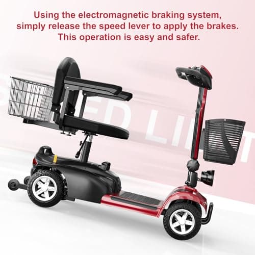 Spacewalk 4 Wheel Mobility Scooter for Seniors - with Dual Baskets, 350W Motor, 264 lbs Capacity, 15 Miles Range, USB Charging Port, Foldable Heavy Duty Mobile Scooter for Elderly 5