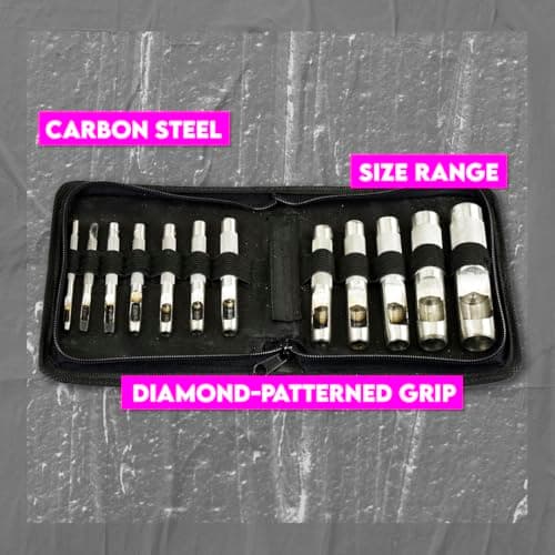 SE Heavy-Duty 12-Piece Hollow Leather Punch Set with Zipper Pouch - 791LP 6