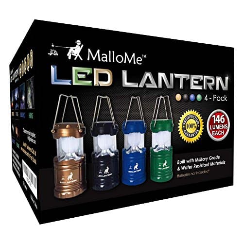 MalloMe Camping Lantern Multicolor 4 Pack Lanterns for Power Outages, Camping Lights for Tent Hanging, Camp Light Tent Lamp Emergency Battery Powered LED Lantern (Rechargeable Batteries Not Included) 9