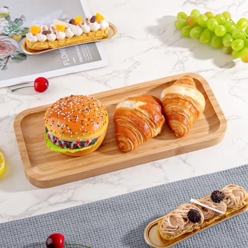 Bamboo Vanity Tray, Bathroom Counter Tray, HALE OTEIR Bamboo Tray for Bathroom, Toilet Tank Tray, Bathroom Accessories for Organizer Countertop and Decor Display, 11.8 x 5.1 x 0.8 in, Yellow 6