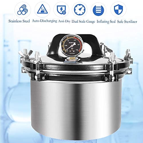 Portable Lab Steam Autoclave Ster𝒊l𝒊zer Stainless Steel High Pressure Steam Cleaning Machine 8L/8.4qt 2