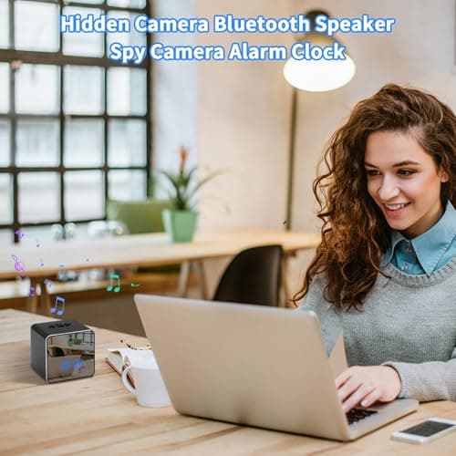 Yuehetian Hidden Camera Bluetooth Speaker, 4K HD WiFi Hidden Cameras Clock with Video Night Vision Motion Detection, Clock Camera Spy Cam, Hidden Cameras for Home Security Indoor 5