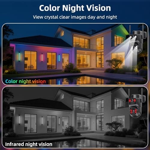 BEZOMIZ 4K Solar Security Cameras Wireless Outdoor, 5GHz/2.4GHz WiFi 360° PTZ Cameras for Home Security with Dual Lens, Human Auto-Tracking, Siren, Color Night Vision, 2-Way Talk, IP66 5