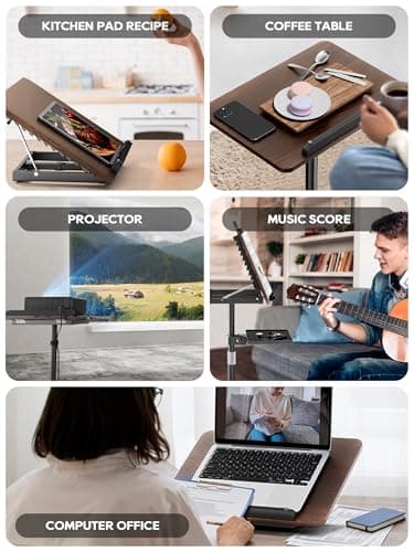 2 in 1 Adjustable Book Stand - Dual-Use Floor and Desktop Book Holder Stand, Height Adjustable 23.5-52 in, Elastic Page Clips for Music Sheet, Recipe, Tablet, Laptop-Black 7