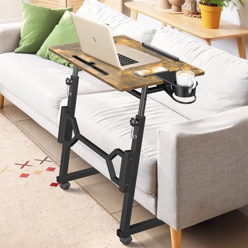 Enayplon Small Standing Desk with Wheels, Portable Treadmill Desk, Rolling Desk Adjustable Height for Laptop, Mobile Standing Table for Walking Pad, Bedside Table 7