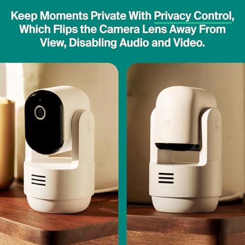 Arlo Essential Indoor Pan Tilt Security Camera 2K (2025 Release) + 6 Months of Secure Plus Plan - Wired Plug-in Power, Person Recognition, Animal Detection, Auto Motion Tracking, 1 Cam, White 6