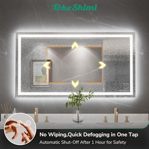 TokeShimi 28x36 LED Mirror for Bathroom,Backlit + Front lit,LED Bathroom Mirror with Lights,Anti-Fog Backlit Mirrror with Tempered Glass,Waterproof,Memory Function,Shatterproof,UL Listed 7