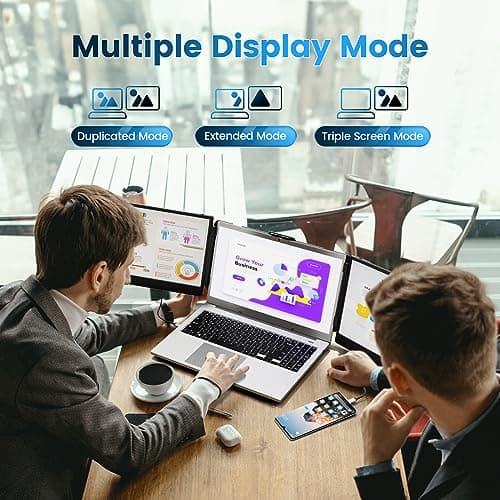 domyfan 14" Laptop Screen Extender, FHD 1080P IPS Triple Portable Monitor for Laptop, HDMI/USB-A/Type-C for Windows, Mac, Android, Chrome, Switch & PS5, Work with 13.3”-17” Laptops 6