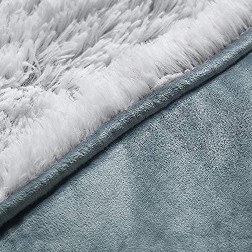 YnM Fuzzy Weighted Blanket (Blue, 50''x60'' 10lbs), Luxury Faux Fur Weighted Blanket Throw, Cosy & Relaxing Blanket, Home Decor Piece 8