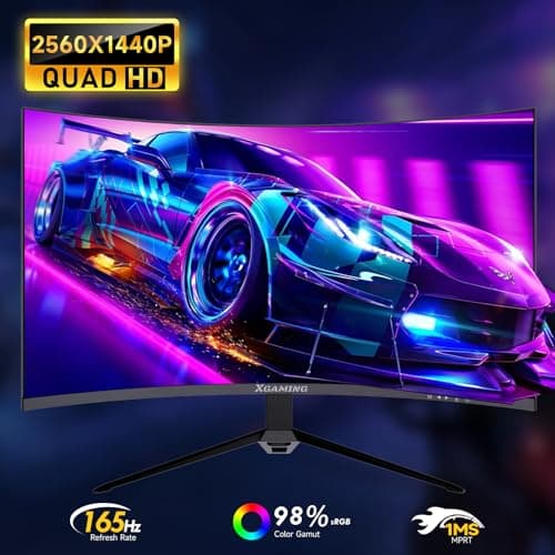 memzuoix 27 Inch 1500R Curved Gaming Monitor - Ultra-Wide QHD 2560x1440, 144Hz 165Hz, 1ms Response Time, FreeSync, 100% sRGB, HDMI/DP PC Display Built-in Speakers& RGB Lights, VESA Mount, Black 2