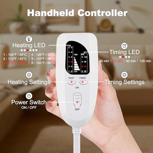 Electric Heating pad with 6 Heat Settings, Auto Shut Off, Dry Electric Heating for Back Neck Knee Arms Legs Shoulder Heat Pads for Christmas Birthday Father's Day Mother's Day (24"X12", Dark Gray) 5