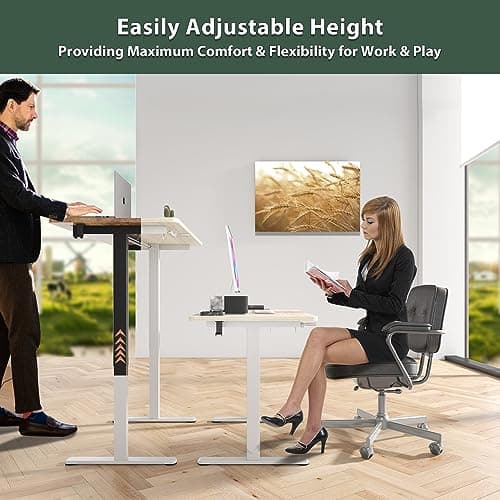 Lifetime Home Height Adjustable 44 Inches Manual Standing Desk - Ultra Durable Home Office Large Rectangular Computer or Laptop Sit Stand Workstation Table - 44 x 24 inches - Maple, M-T-1120 6