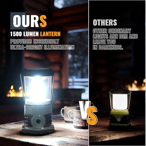 innofox LED Camping Lantern, 1500 LM Lanterns for Power Outages with 4 D Batteries Included, Battery Powered Lantern Flashlight with 4 Light Modes, Weatherproof Tent Light for Storms and Hurricanes 6